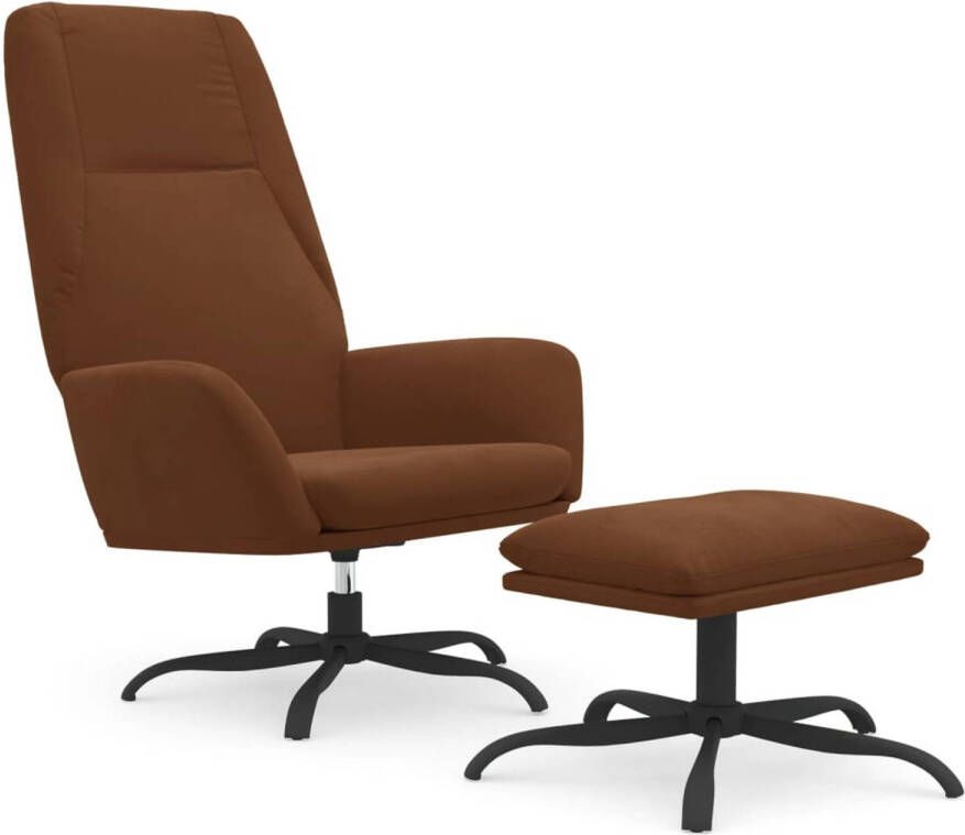 VIDAXL Relaxstoel met voetenbank microvezelstof bruin