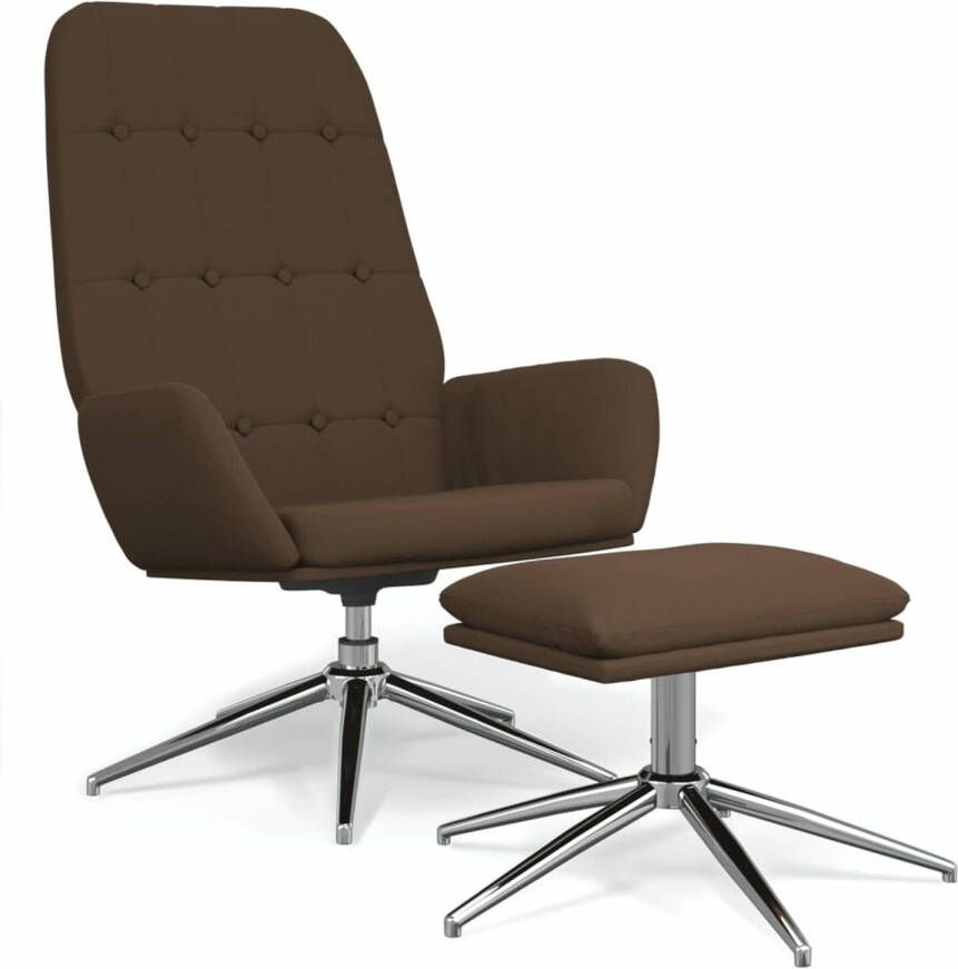 VidaXL Relaxstoel met voetenbank microvezelstof bruin - Foto 1