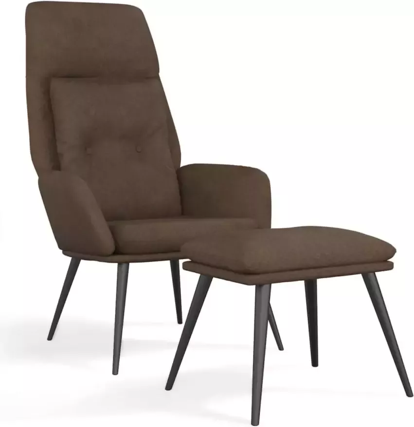VidaXL Relaxstoel met voetenbank microvezelstof bruin