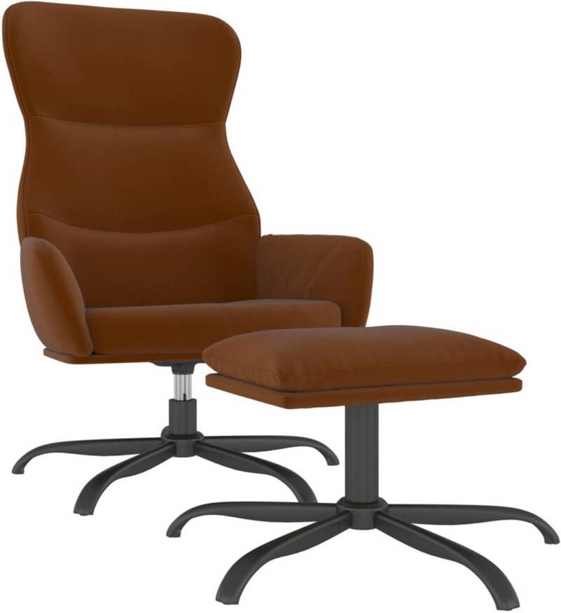 VIDAXL Relaxstoel met voetenbank microvezelstof bruin