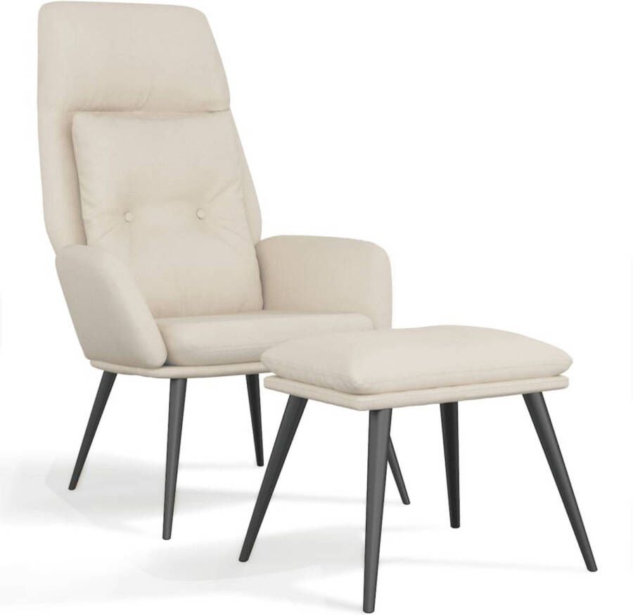 VidaXL Relaxstoel met voetenbank microvezelstof crèmekleurig
