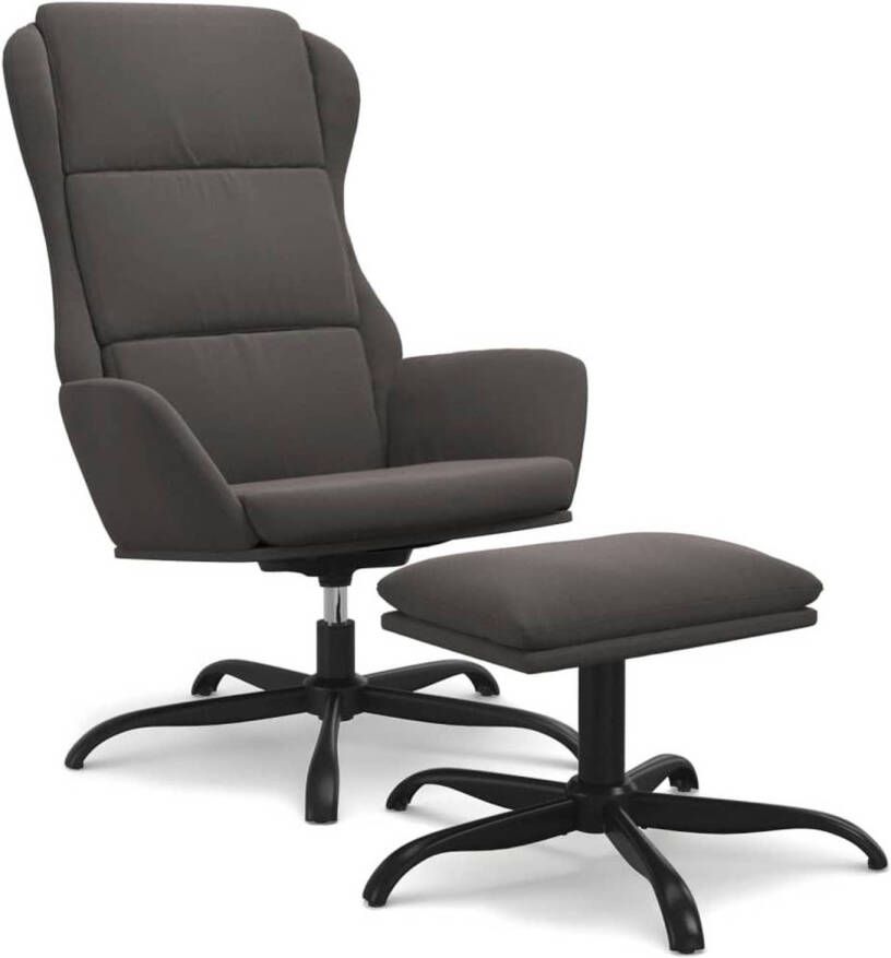 VidaXL Relaxstoel met voetenbank microvezelstof donkergrijs