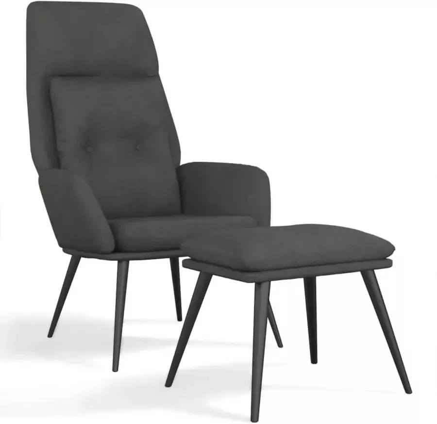 VidaXL Relaxstoel met voetenbank microvezelstof donkergrijs - Foto 1