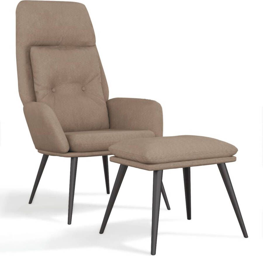 VidaXL Relaxstoel met voetenbank microvezelstof taupe - Foto 1