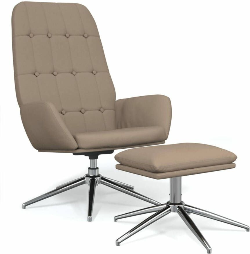 VidaXL Relaxstoel met voetenbank microvezelstof taupe - Foto 1