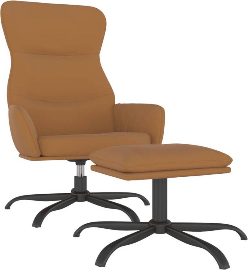 VidaXL Relaxstoel met voetenbank microvezelstof taupe