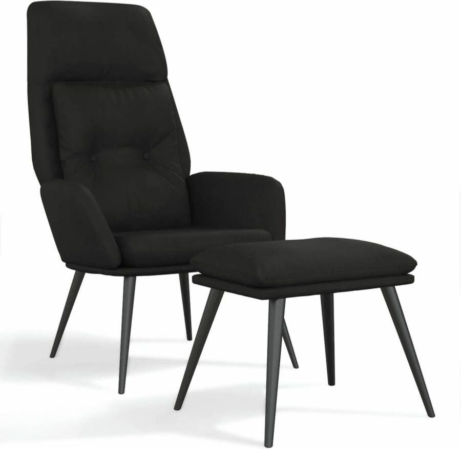 VIDAXL Relaxstoel met voetenbank microvezelstof zwart - Foto 1
