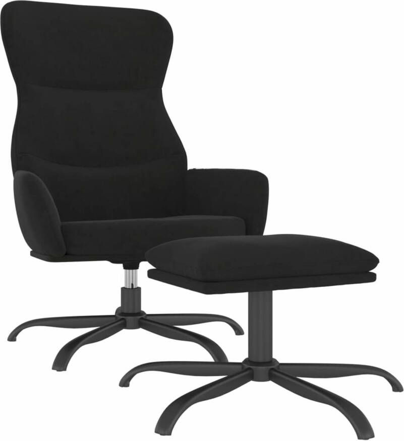 VidaXL Relaxstoel met voetenbank microvezelstof zwart