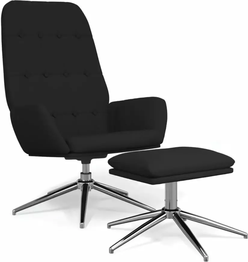 VIDAXL Relaxstoel met voetenbank microvezelstof zwart - Foto 1