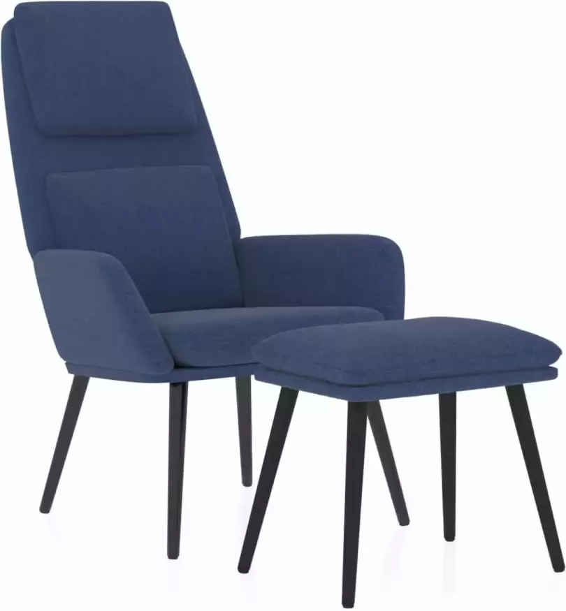 VidaXL Relaxstoel met voetenbank stof blauw