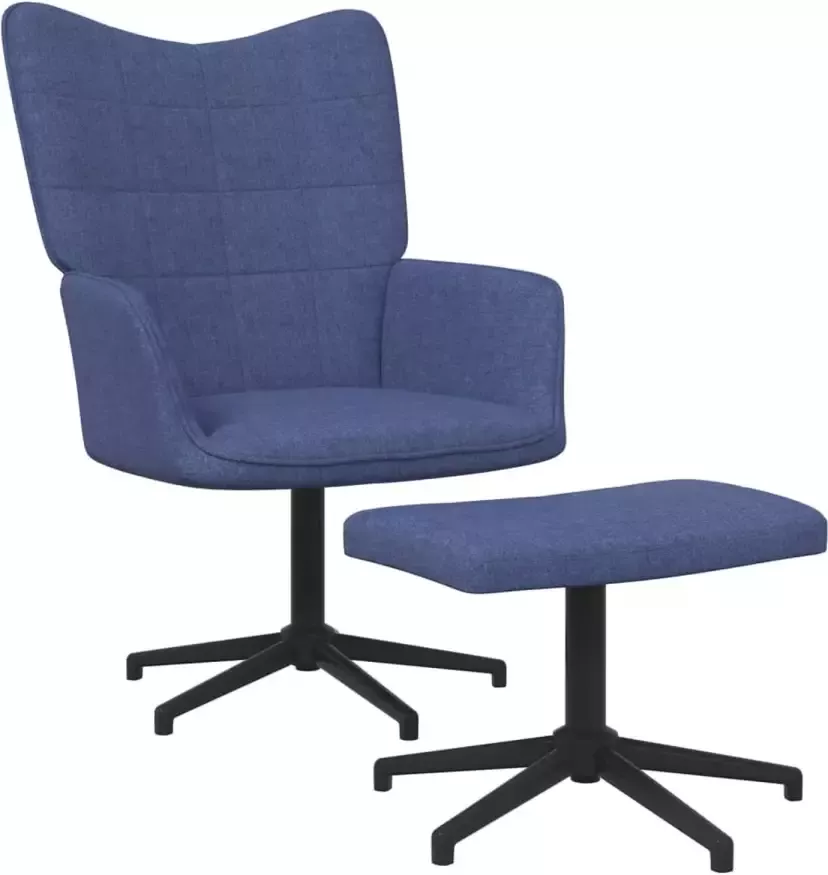 VIDAXL Relaxstoel met voetenbank stof blauw