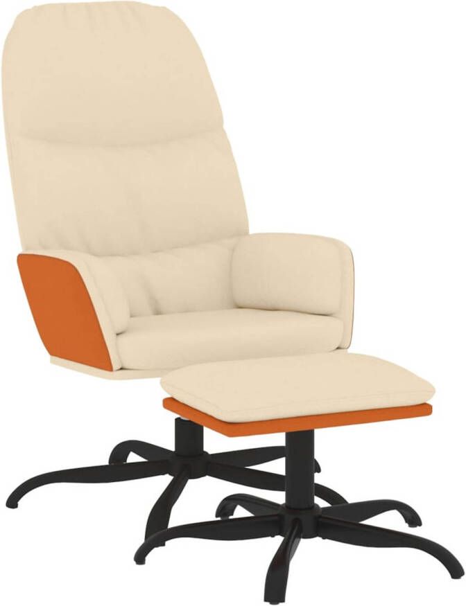 VidaXL Relaxstoel met voetenbank stof crèmekleurig