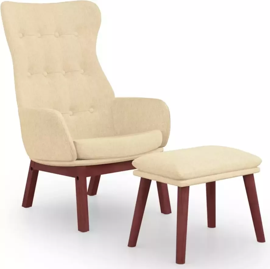 VIDAXL Relaxstoel met voetenbank stof crèmekleurig - Foto 1