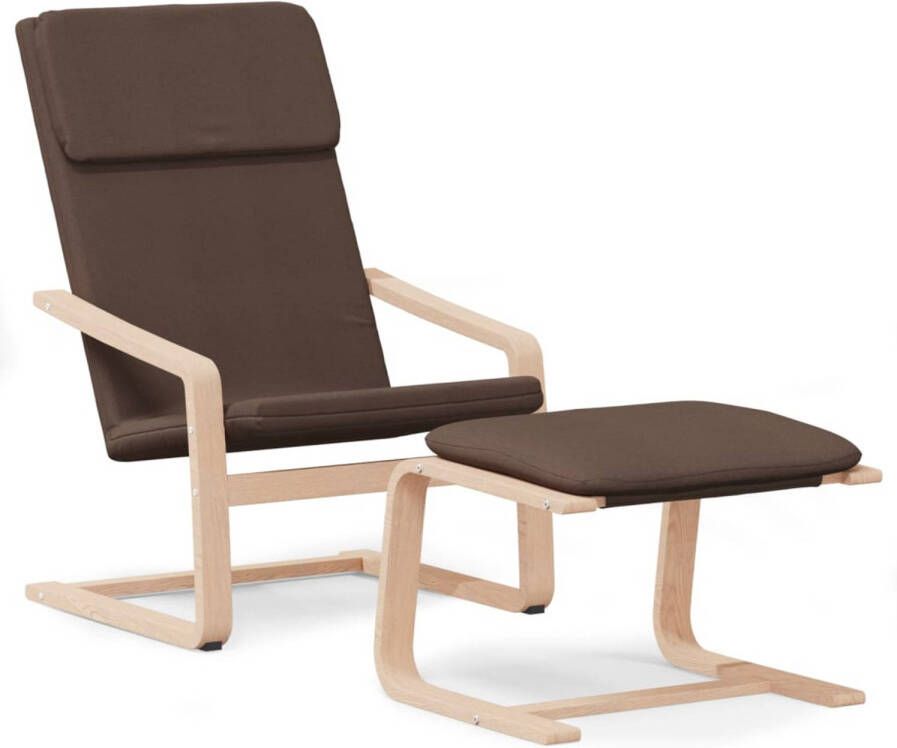 VidaXL Relaxstoel met voetenbank stof donkerbruin