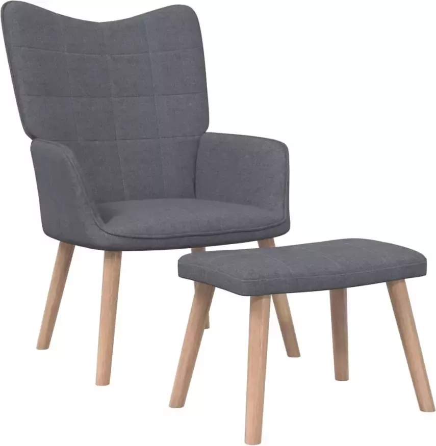 VIDAXL Relaxstoel met voetenbank stof donkergrijs