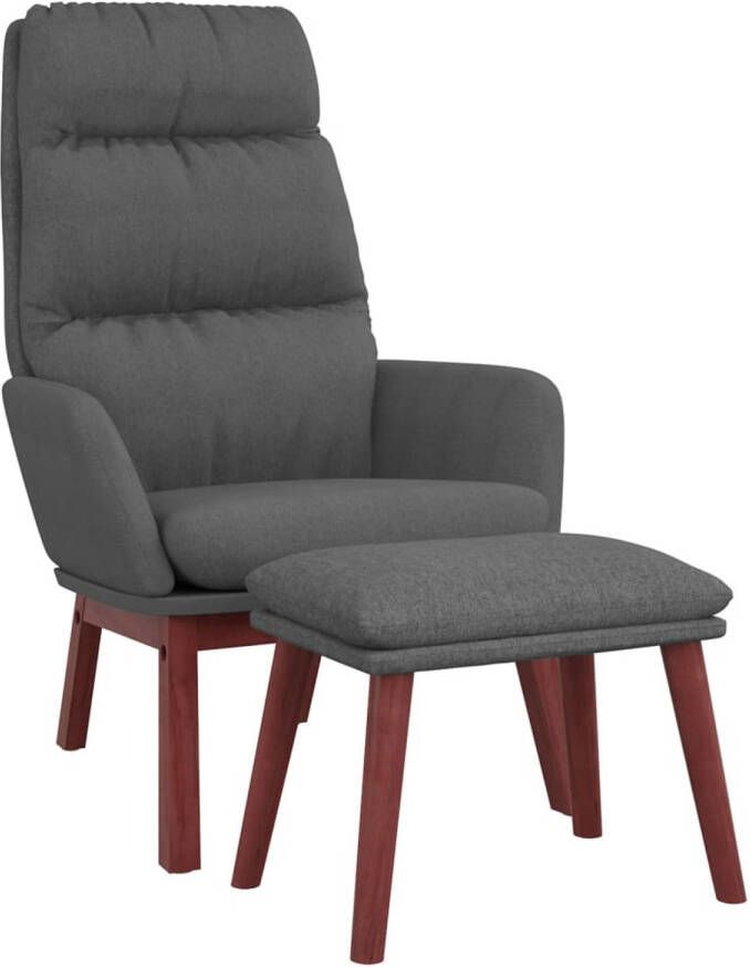 VidaXL Relaxstoel met voetenbank stof donkergrijs