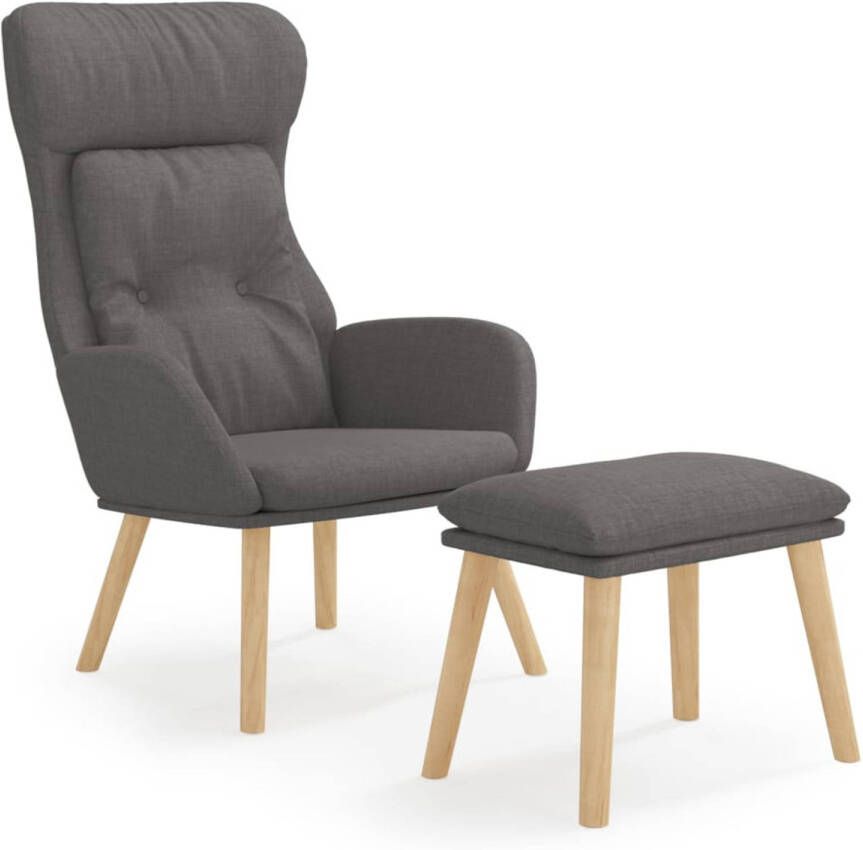 VidaXL Relaxstoel met voetenbank stof donkergrijs