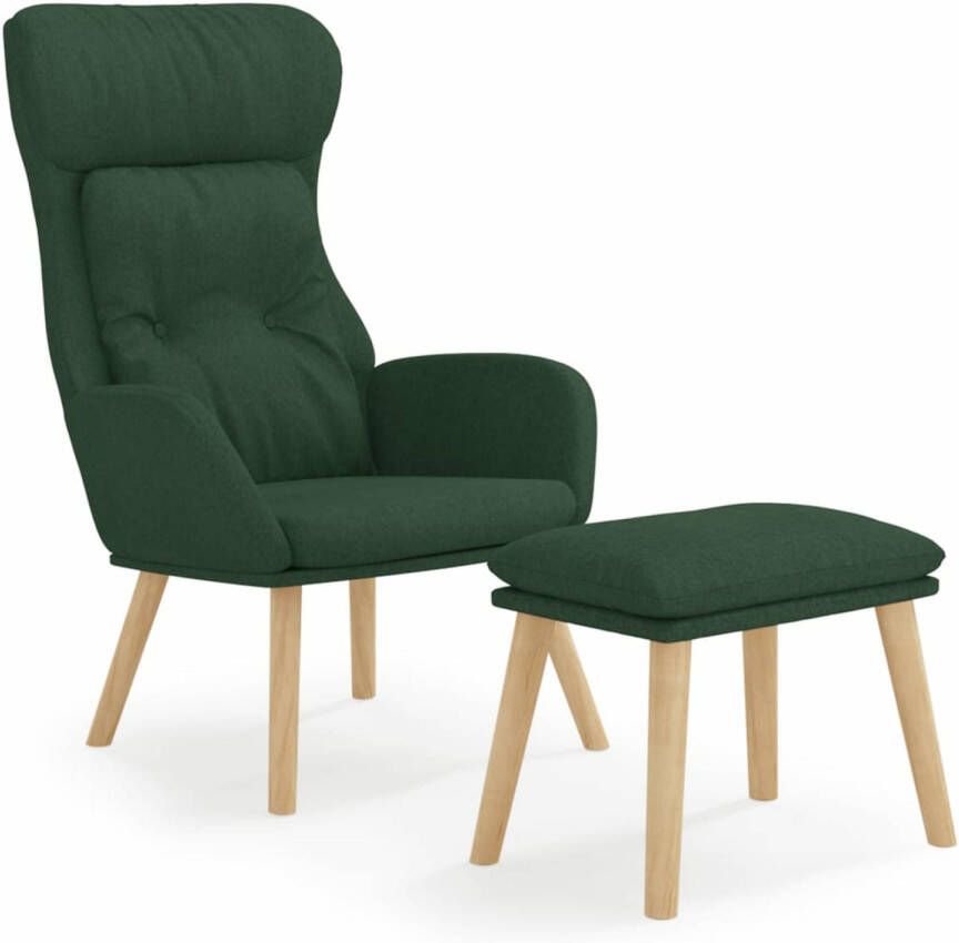 VidaXL Relaxstoel met voetenbank stof donkergroen