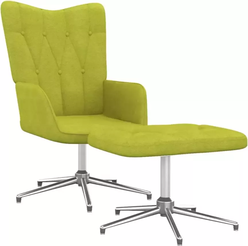 VidaXL Relaxstoel met voetenbank stof groen