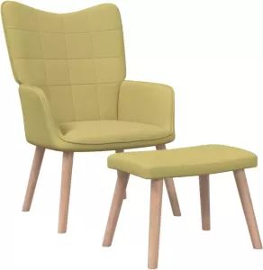 VidaXL Relaxstoel met voetenbank stof groen