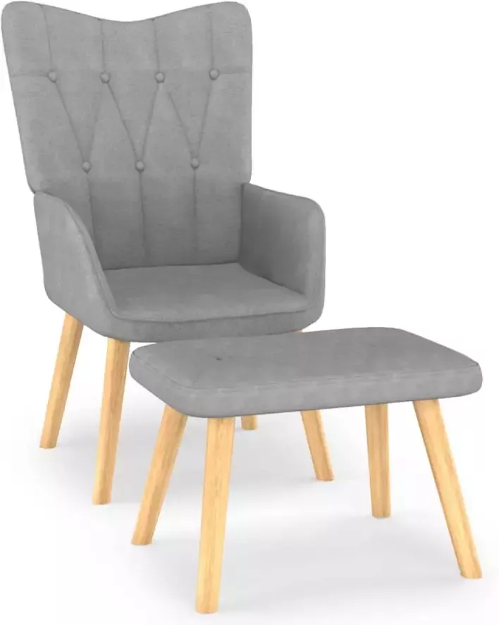 VidaXL Relaxstoel met voetenbank stof lichtgrijs