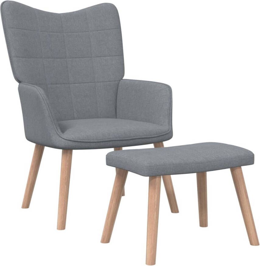 VIDAXL Relaxstoel met voetenbank stof lichtgrijs