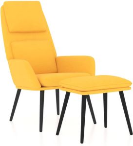 VidaXL Relaxstoel met voetenbank stof mosterdgeel