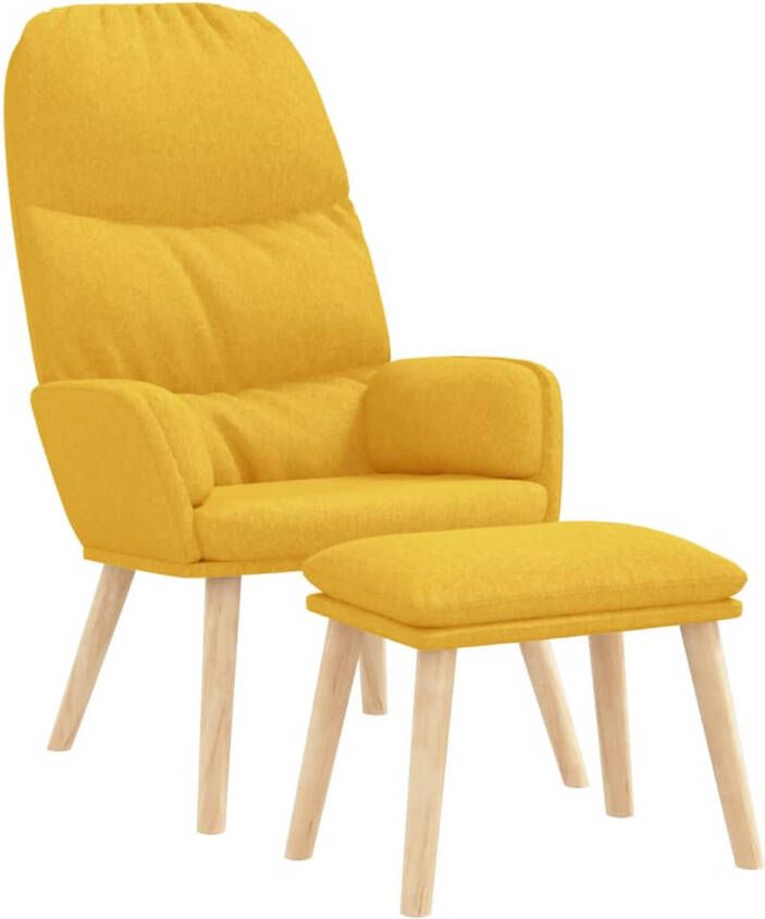 VidaXL Relaxstoel met voetenbank stof mosterdgeel