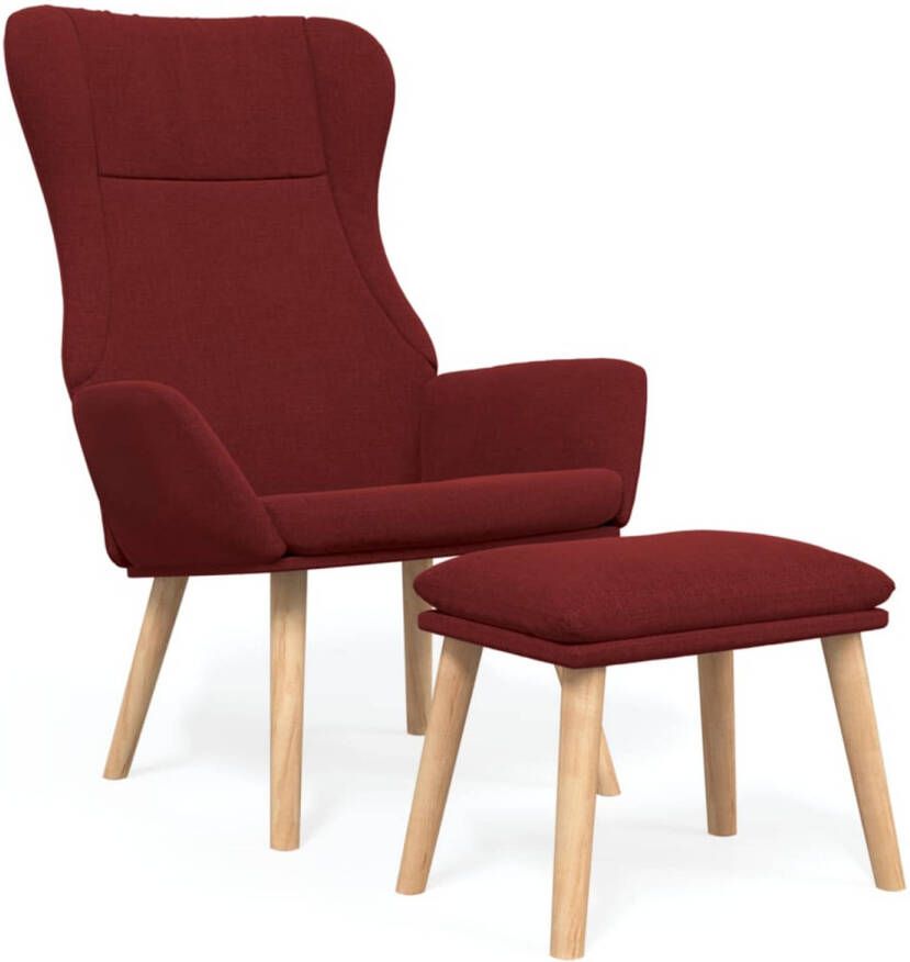 VidaXL Relaxstoel met voetenbank stof wijnrood - Foto 1