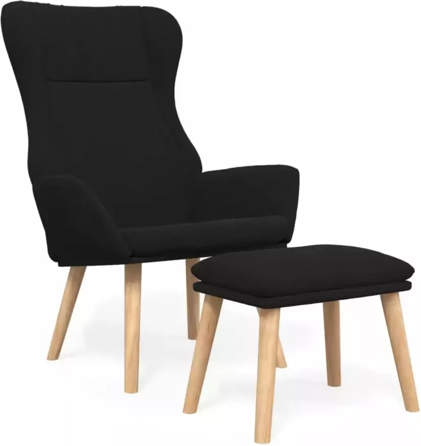 VidaXL Relaxstoel met voetenbank stof zwart