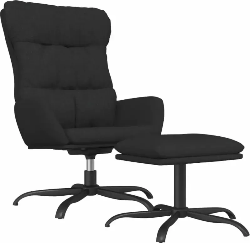 VidaXL Relaxstoel met voetenbank stof zwart