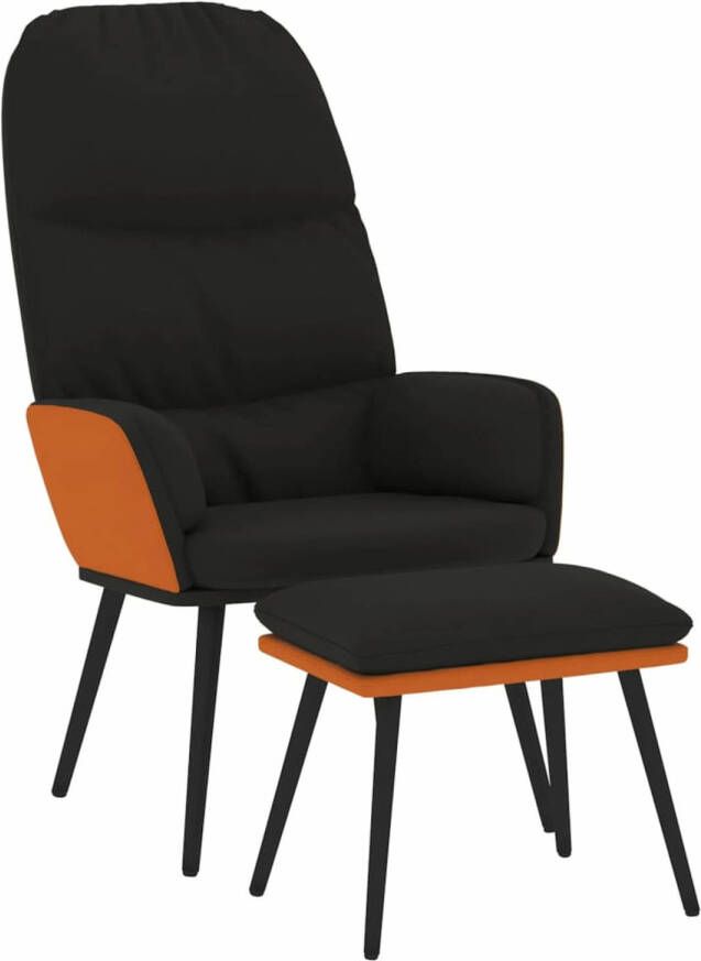 VIDAXL Relaxstoel met voetenbank stof zwart