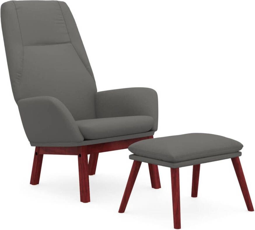 VidaXL Relaxstoel met voetenbankje stof lichtgrijs - Foto 2