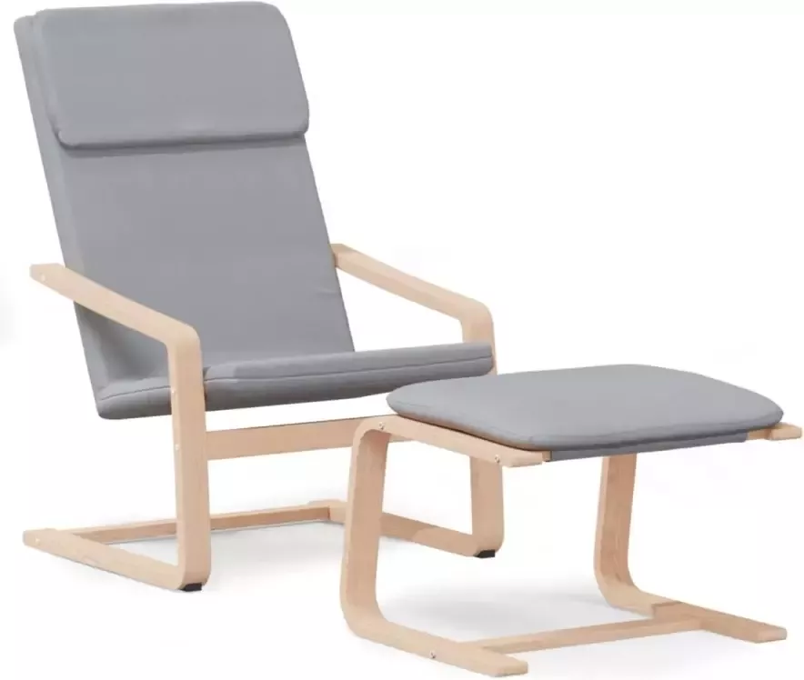 VidaXL Relaxstoel met voetenbankje stof lichtgrijs
