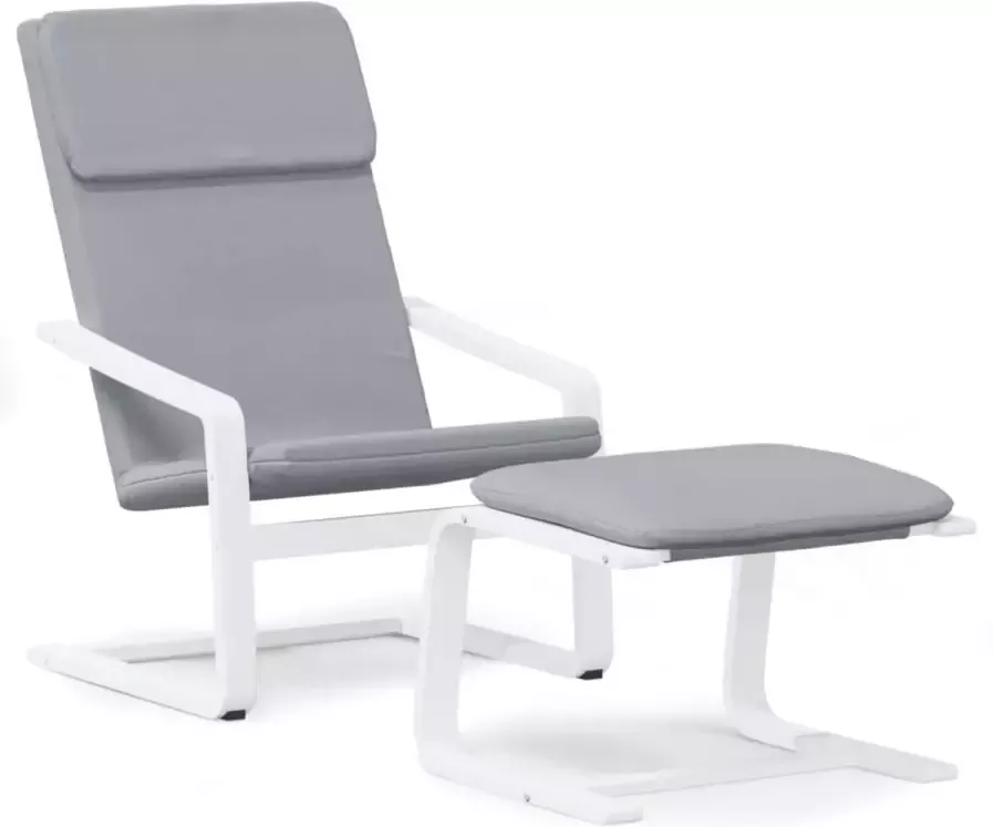 VidaXL Relaxstoel met voetenbankje stof lichtgrijs