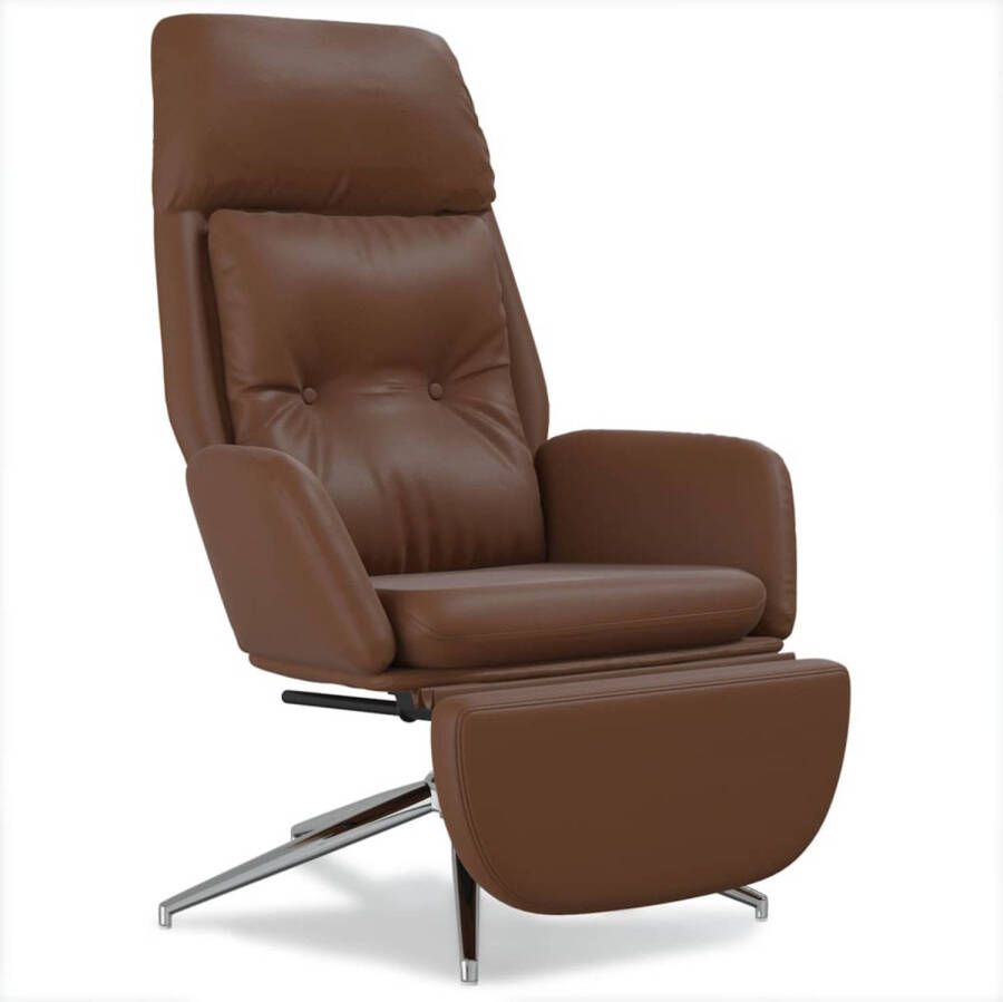VIDAXL Relaxstoel met voetensteun echt leer en kunstleer bruin