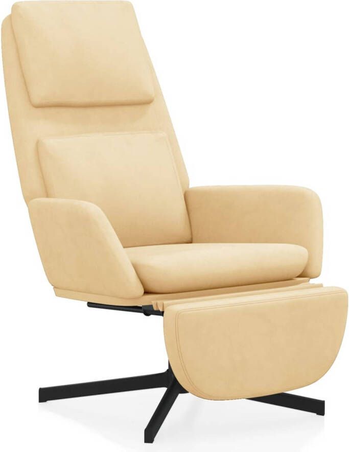 VidaXL Relaxstoel met voetensteun fluweel crèmewit