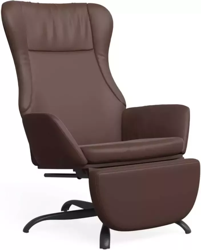VIDAXL Relaxstoel met voetensteun glanzend kunstleer bruin - Foto 1