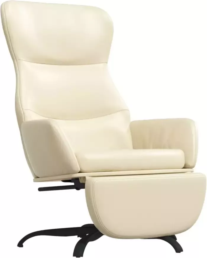 VIDAXL Relaxstoel met voetensteun kunstleer crèmekleurig