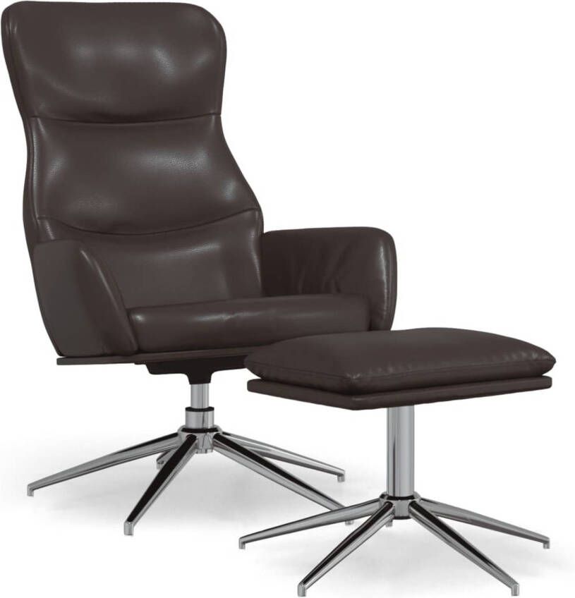 VidaXL Relaxstoel met voetensteun kunstleer glanzend bruin