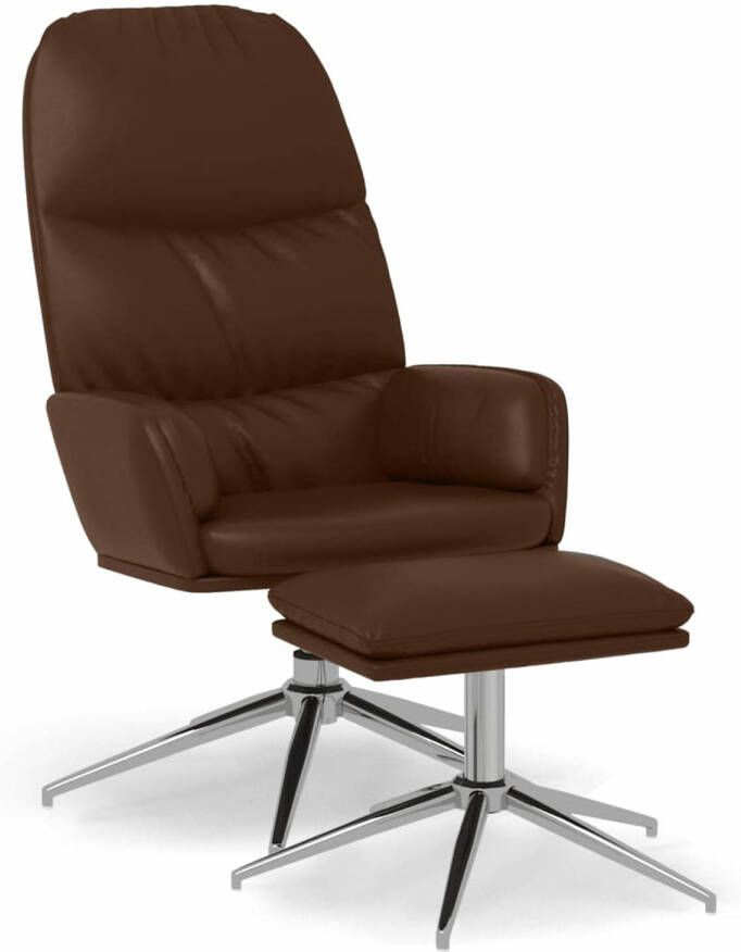 VIDAXL Relaxstoel met voetensteun kunstleer glanzend bruin - Foto 1