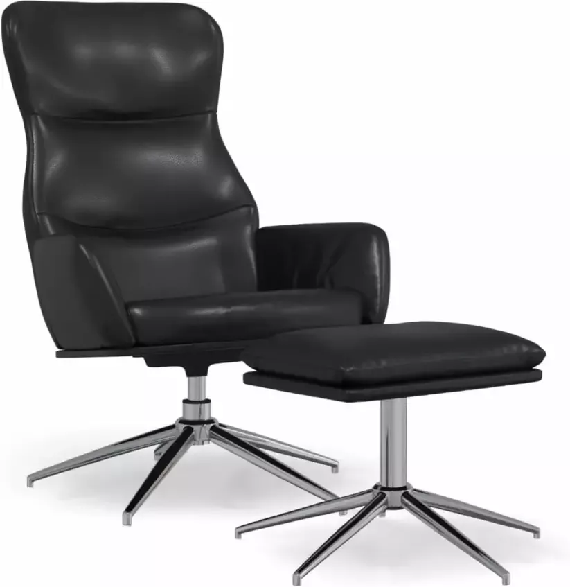 VidaXL Relaxstoel met voetensteun kunstleer glanzend zwart - Foto 1