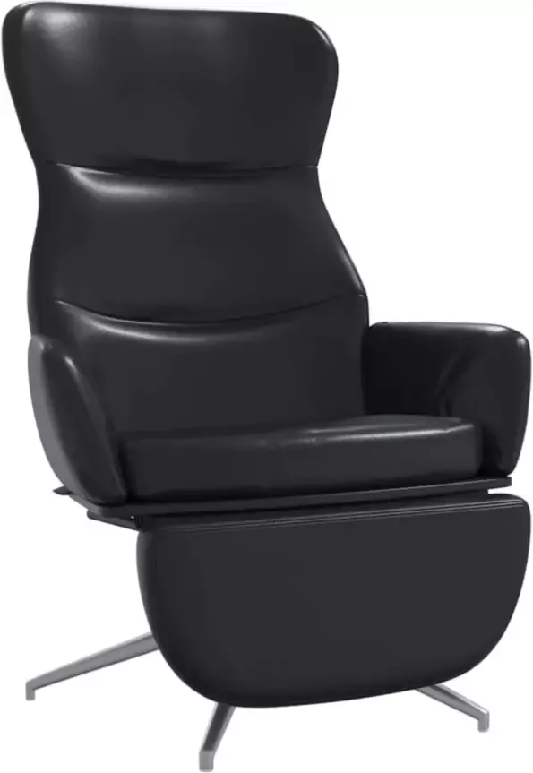 VIDAXL Relaxstoel met voetensteun kunstleer glanzend zwart