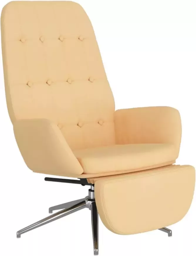 VidaXL Relaxstoel met voetensteun microvezelstof crèmekleurig