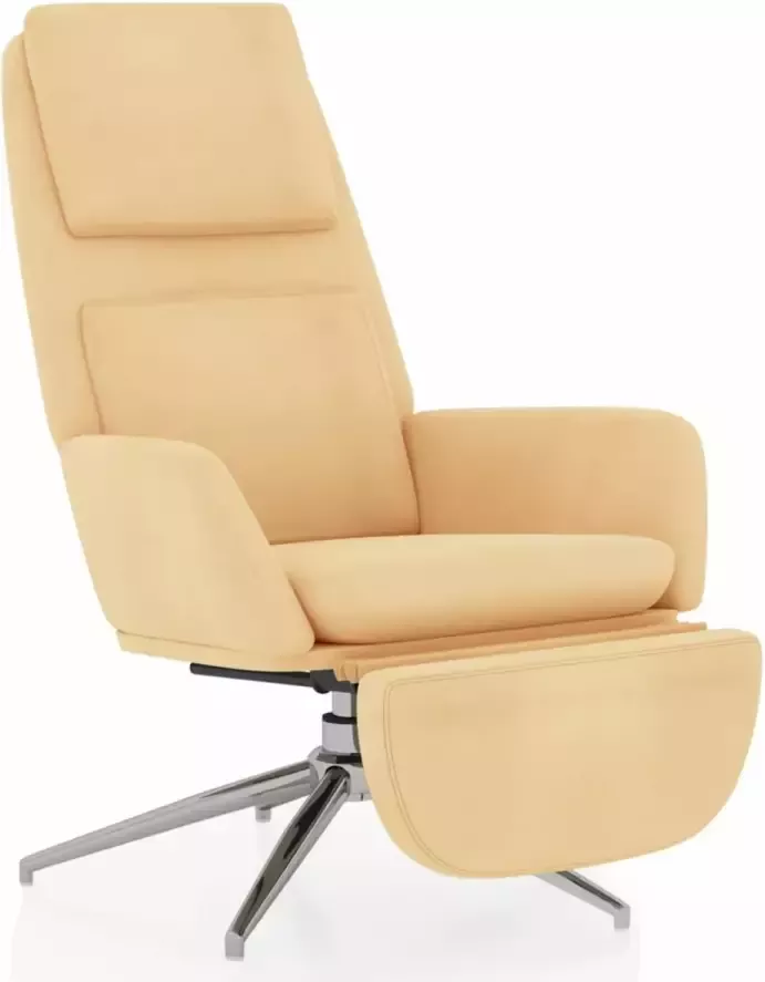 VidaXL Relaxstoel met voetensteun microvezelstof crèmekleurig