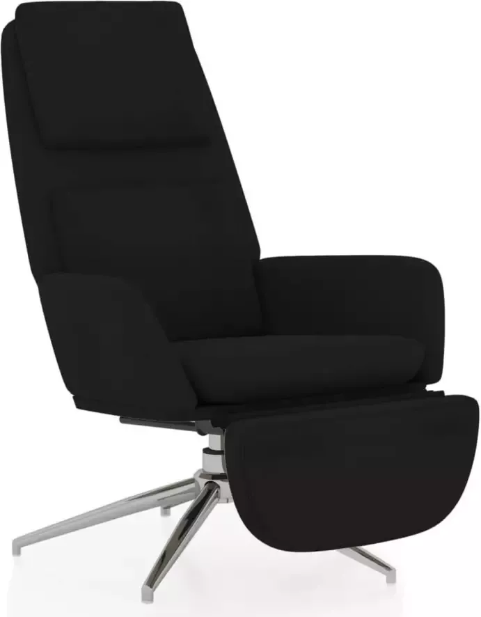 VidaXL Relaxstoel met voetensteun microvezelstof zwart - Foto 1