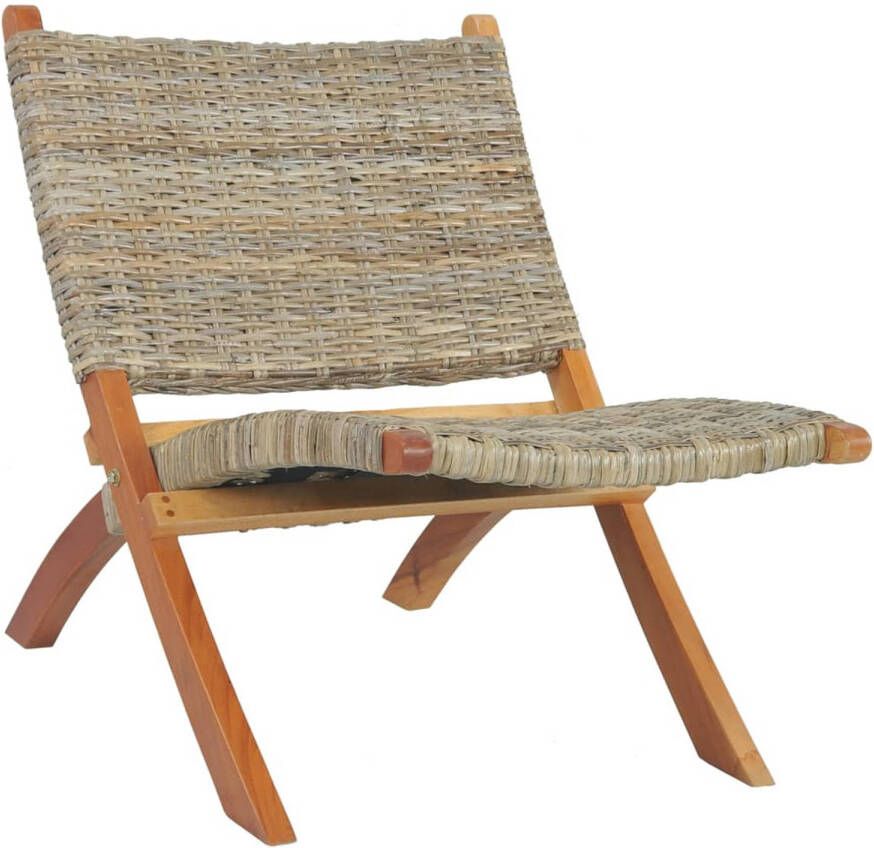 VidaXL Relaxstoel natuurlijk kubu rattan en massief mahoniehout
