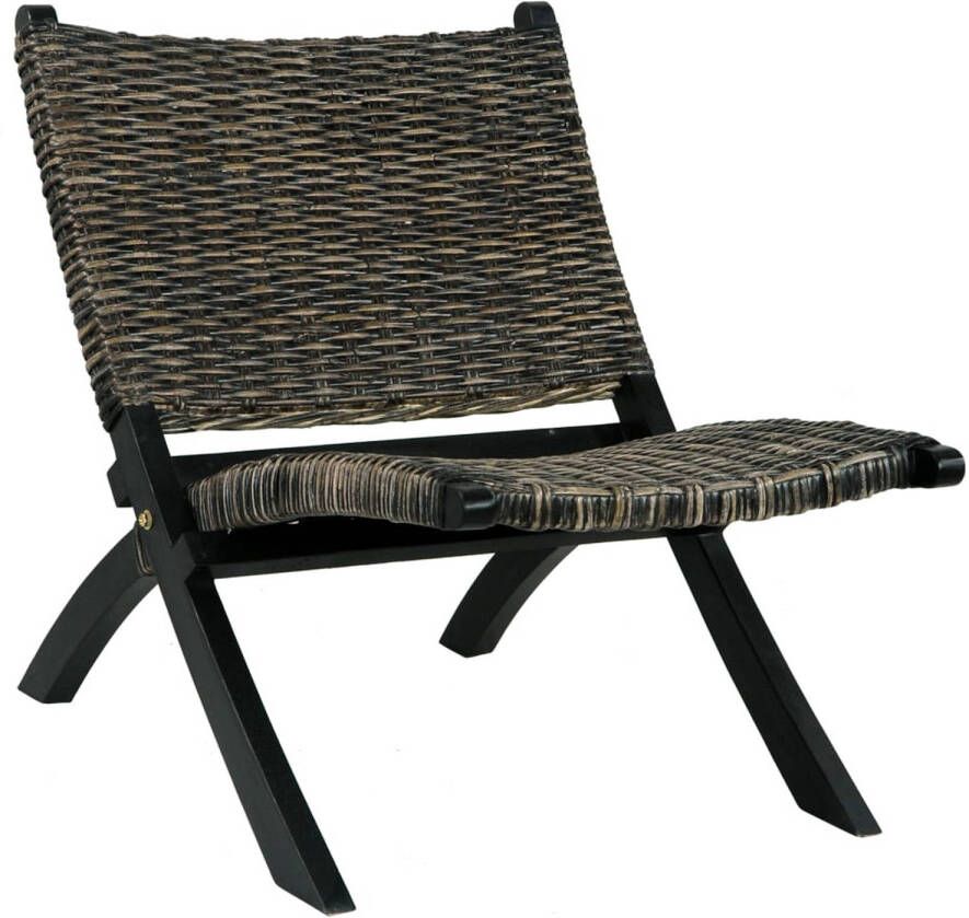 VidaXL Relaxstoel natuurlijk kubu rattan en massief mahoniehout zwart