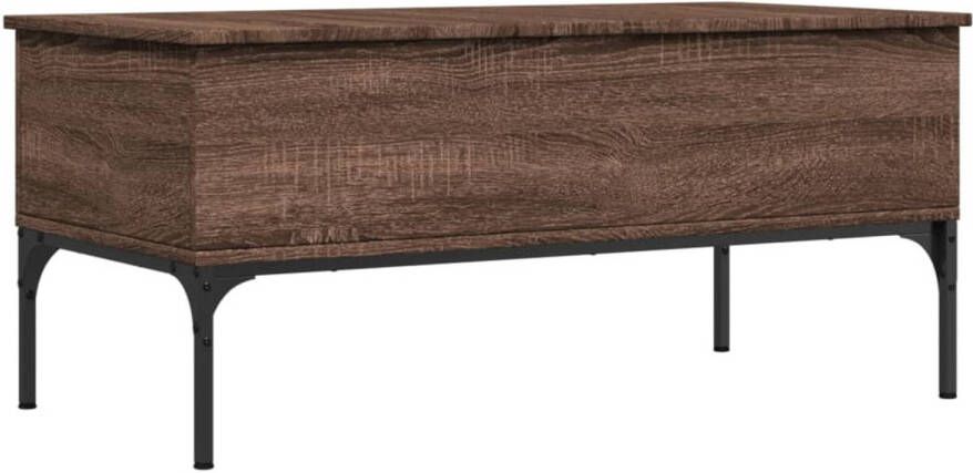 VidaXL -Salontafel-100x50x45-cm-bewerkt-hout-en-metaal-bruin-eikenkleur