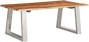 VidaXL Salontafel 100x60x40 cm massief acaciahout en roestvrij staal
